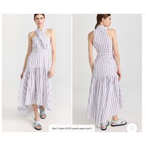 Veronica Beard Radley Striped Maxi Sundress Dress Womens 0 White Sleeveless